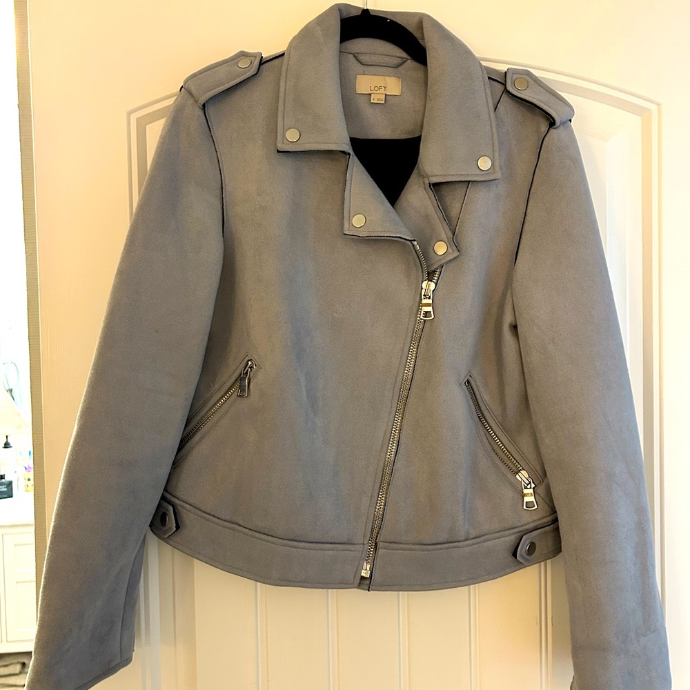 Light Blue Grey Loft Suede Jacket. - image 1